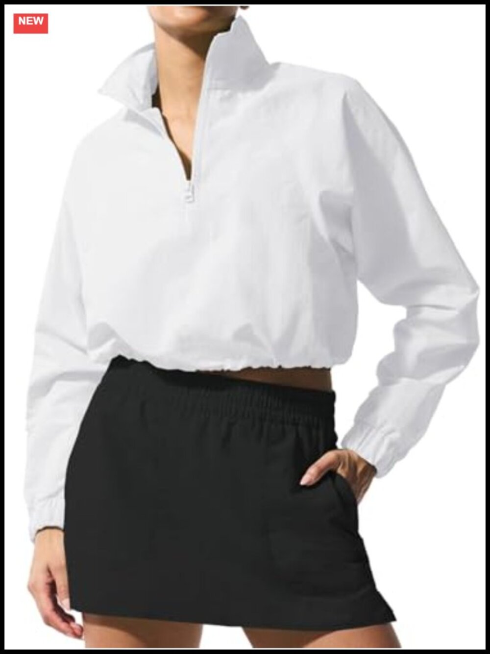 Quarter Zip Pullover Crop Top Long Sleeve Athletic Shirt Lightweight Activewear